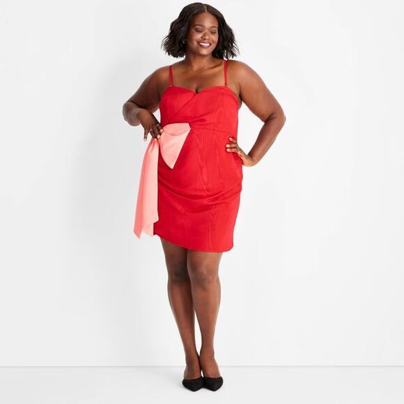 Future Collective Dresses & Skirts - Future‎ Collective Women's Holiday Sweetheart Bow Mini Dress Red Size XXL